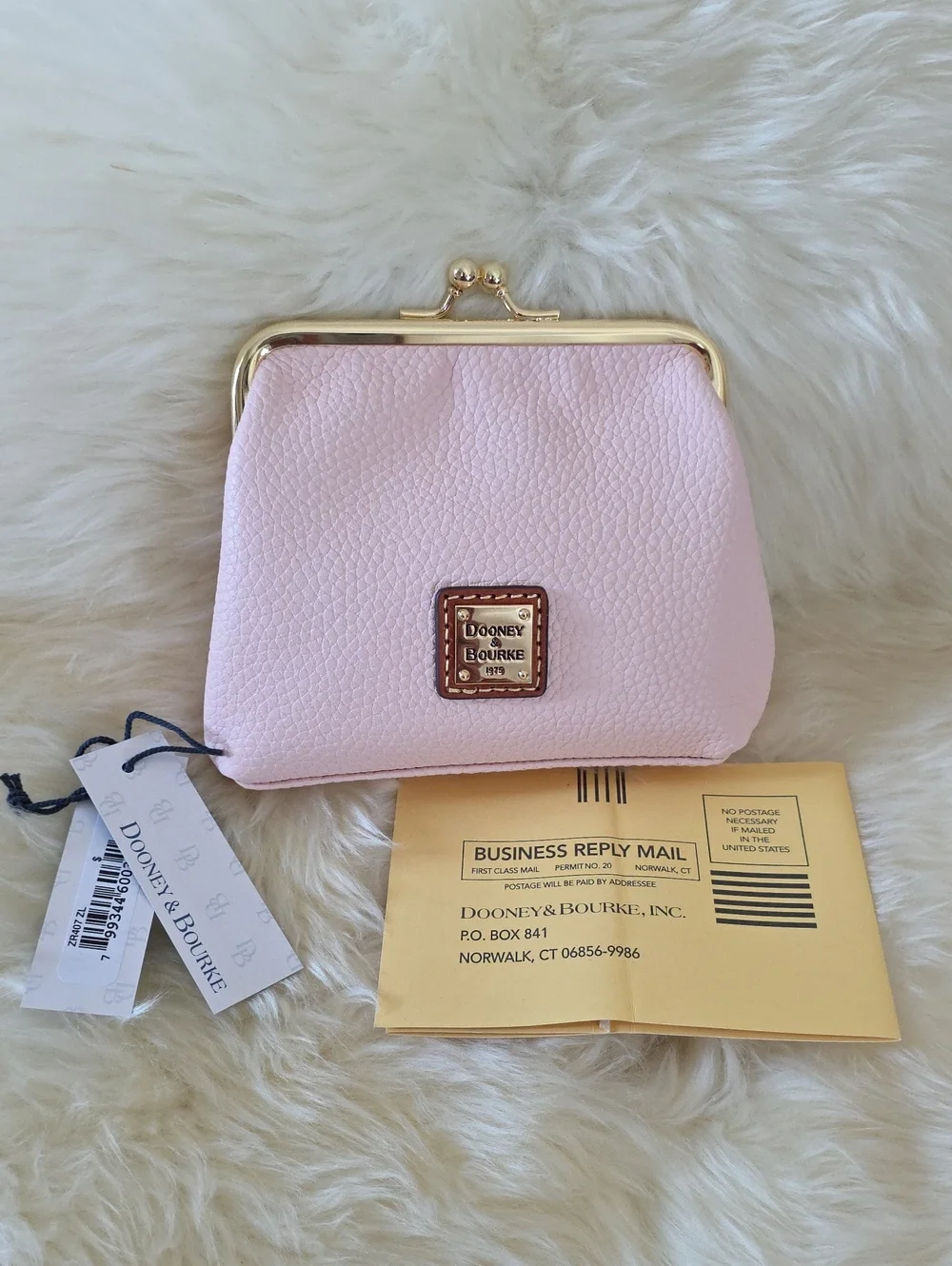 NWT Dooney & Bourke Pink Blush Leather Large Kiss-Lock Framed Purse 🩷💋🎁